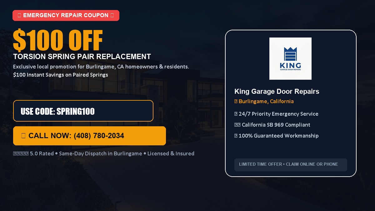 $100 OFF Heavy-Duty Torsion Spring Pair Replacement in Burlingame, CA